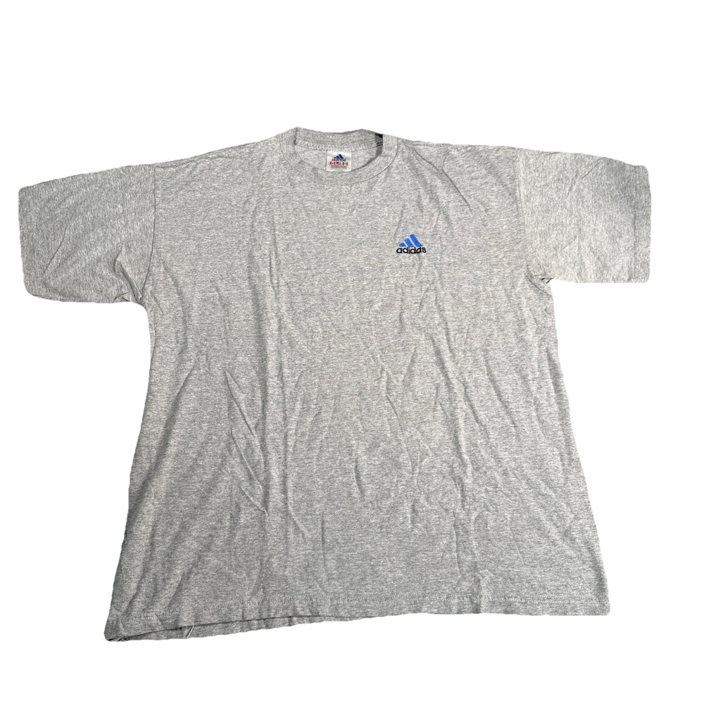 Vintage Adidas Shirt Size XL Grey Short Sleeve Embroidered Logo 90s USA MADE